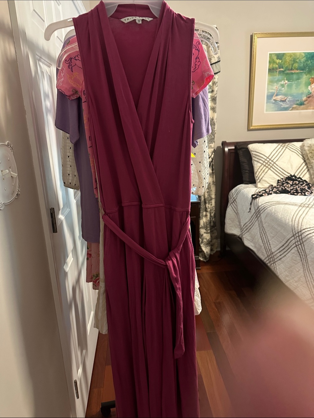 Trina Turk Plum Sleeveless Wrap Jumpsuit